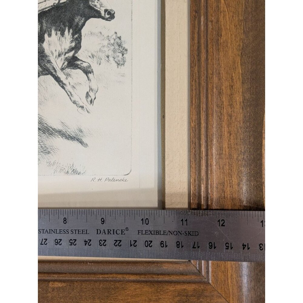Framed Cowboy Art Print "Heading Them Off" By R.H. Palenske Wood Frame - Picture 6 of 16